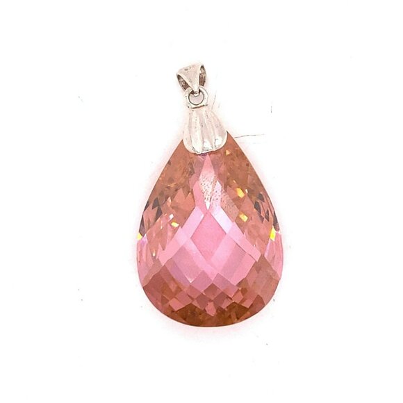 Designer Sterling Silver & Pink Faceted Topaz Teardrop Pendant! 110 - Picture 1 of 6
